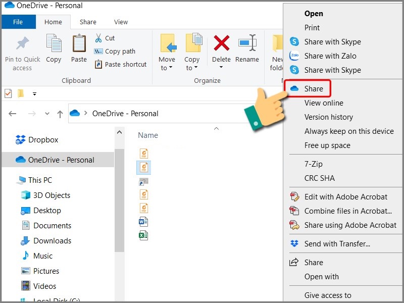 Hướng dẫn chia sẻ file trên onedrive